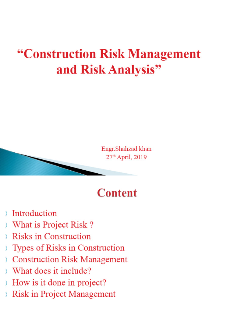 Construction & Project Management Presentation | PDF | Risk | Risk ...