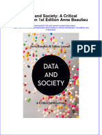 Full Ebook of Data and Society A Critical Introduction 1St Edition Anne Beaulieu Online PDF All Chapter