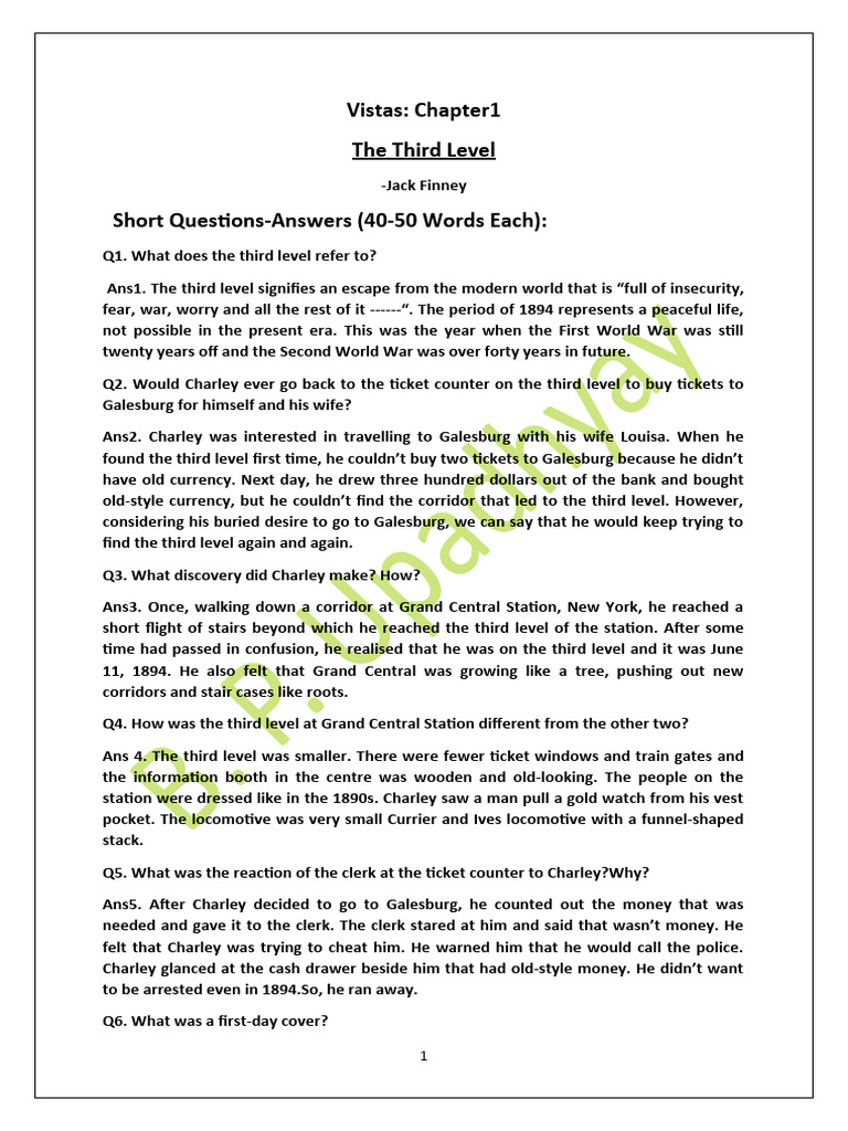 The Third Level Questions And Answers Ncert