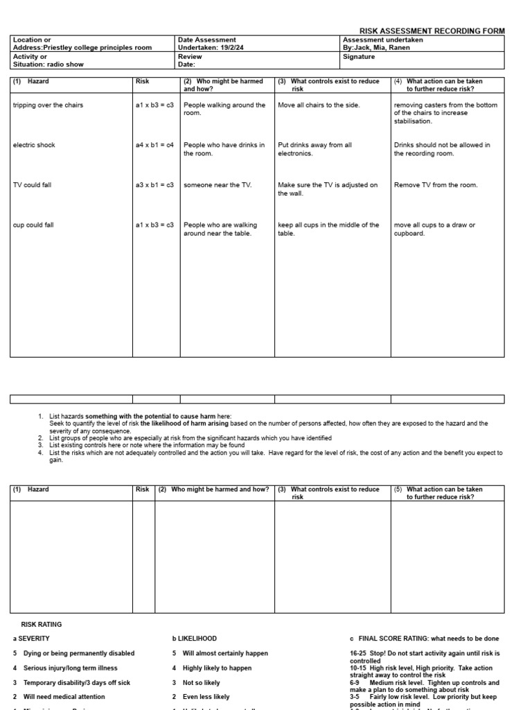 Interview Risk Assessment Guidelines | PDF | Risk | Hazards