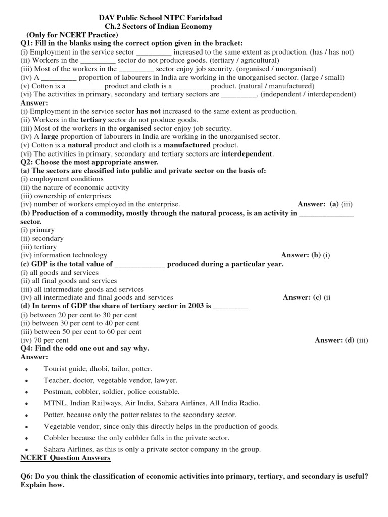 Ch.2 Sectors of Indian Economy | PDF | Employment | Gross Domestic Product