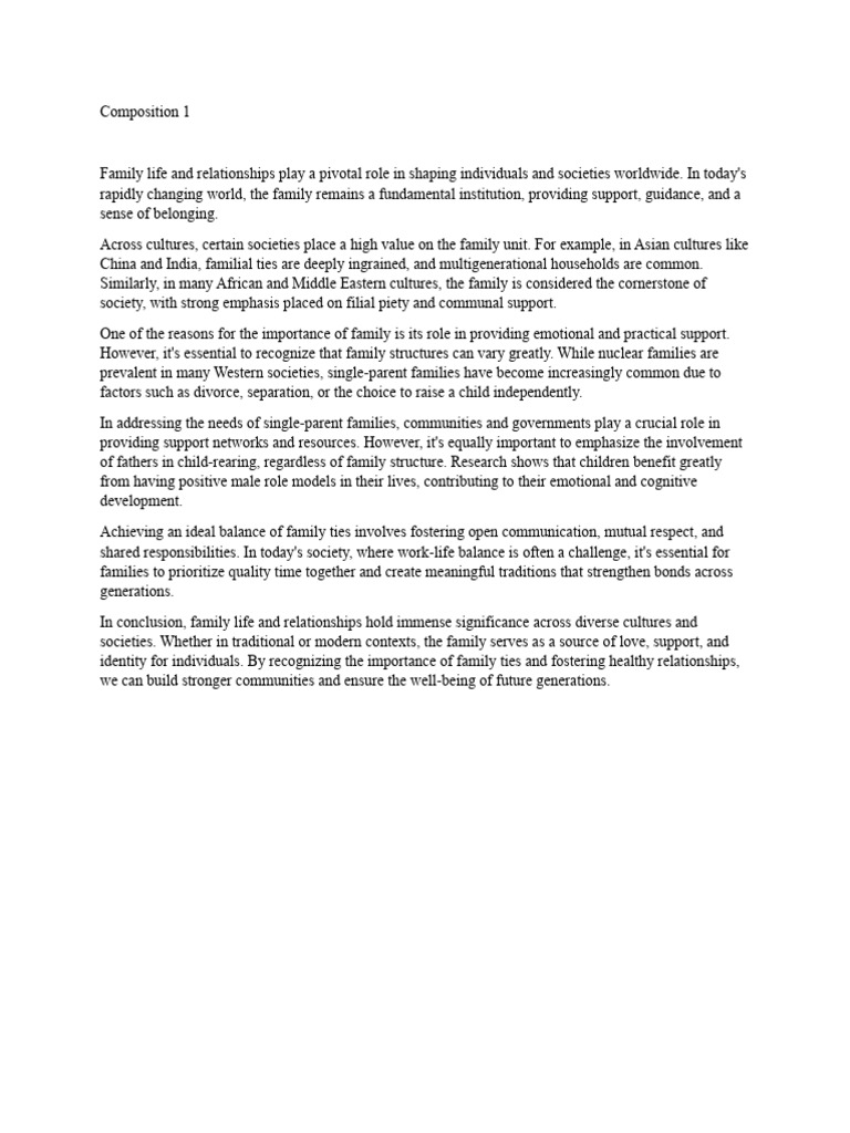 Importance of Family in Society | PDF | Social Science | Self-Improvement