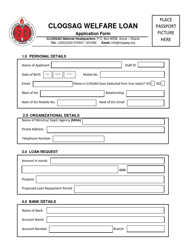 CLOGSAG Welfare Loan Application Form | PDF | Career & Growth | Finance ...