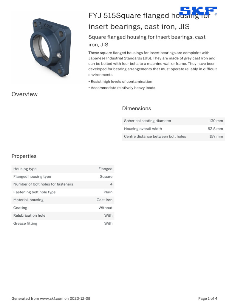 thumbnail image 2 of SKF RCJ1-15/16 Adapter Bearing Housing – Flange Mount Stamping, Chrome Finish, Mexico 2 of 5
