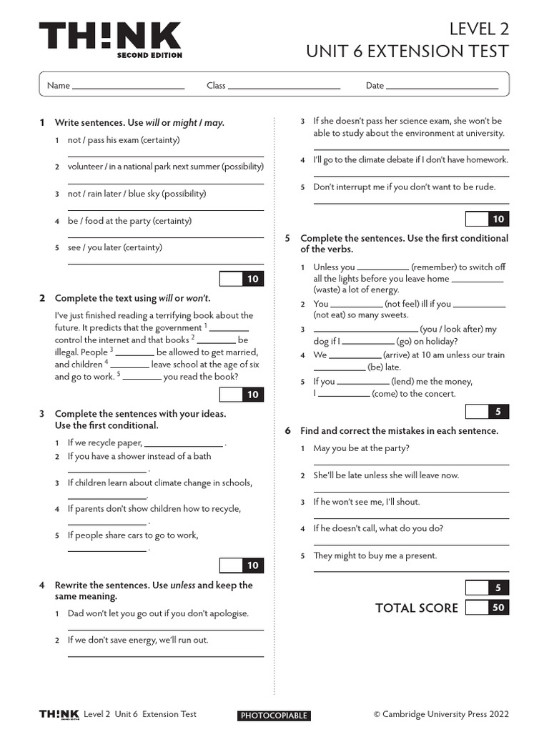Level 2 Unit 6 Extension Test Guide | PDF | Linguistics