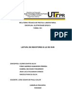 R1 - Leitura de Resistores e Lei de Ohm