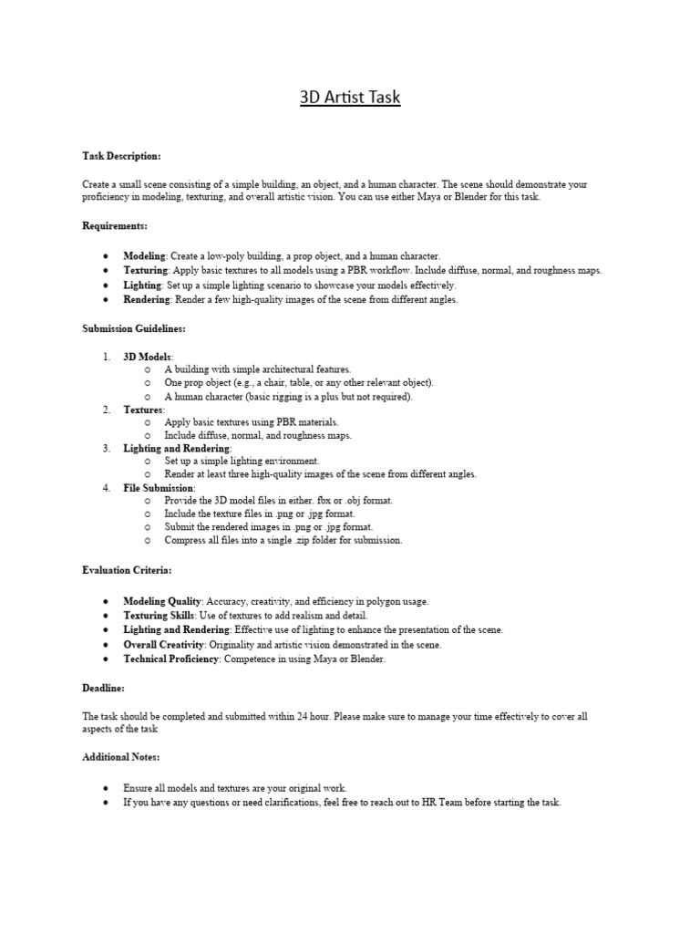 3D Scene Creation Task Guidelines | PDF | Art