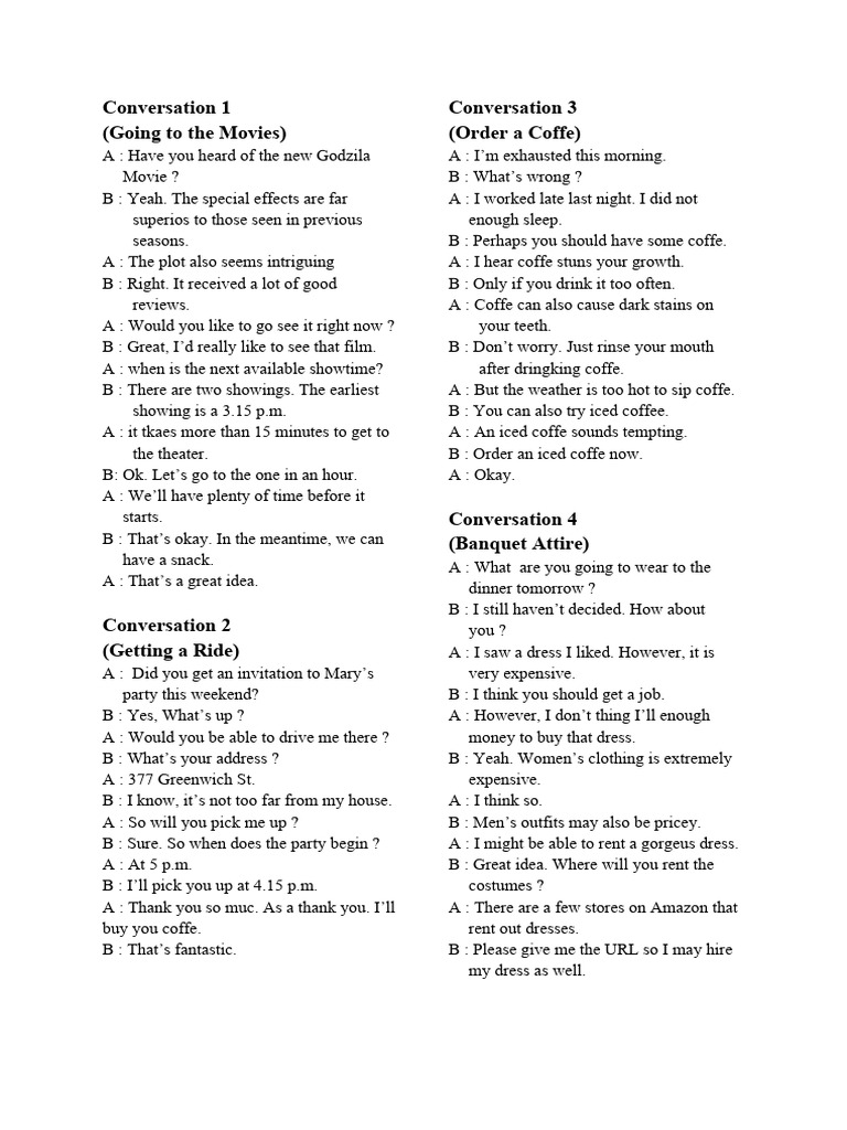 Examples of Casual Conversations | PDF | Coffee
