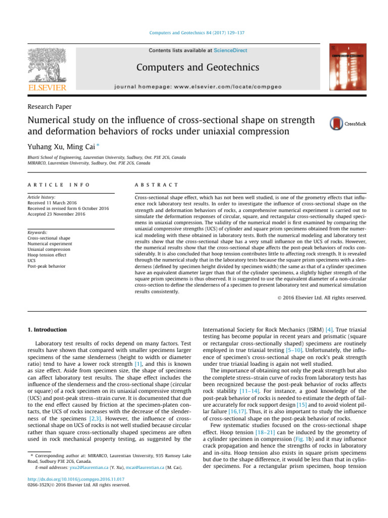 Numerical Study On The Influence of Cross-Sectional Shape On Strength ...