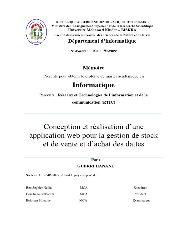 Application web de gestion des dattes | PDF | Programmation web ...