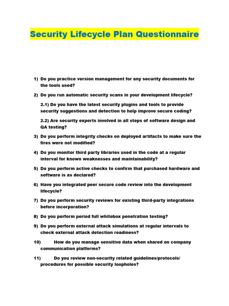 Developtment Security Lifecycle Plan | PDF | Security | Computer Security