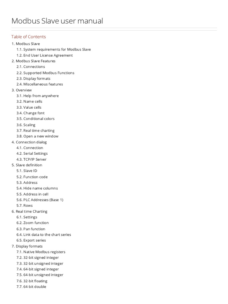 Modbus Slave User Manual | PDF | Microsoft Excel | Integer (Computer ...