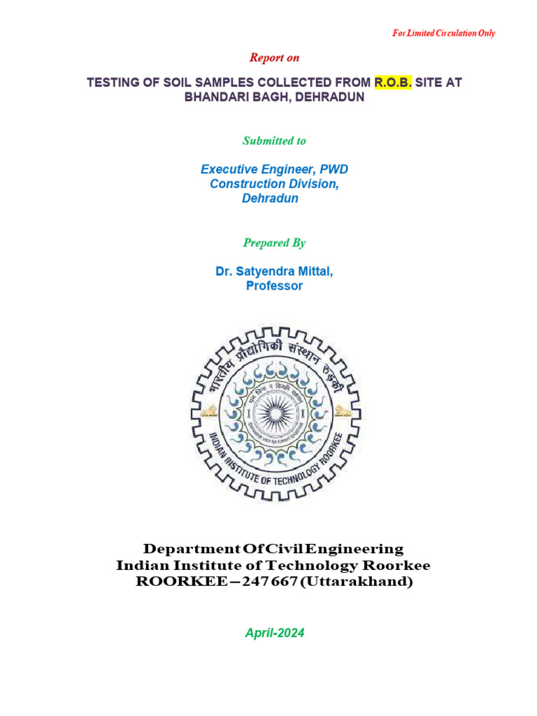 Soil Testing Report for ROB Site, Dehradun | PDF | Particle Size ...