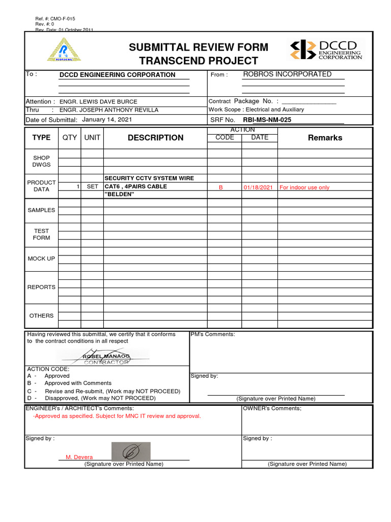 SRF-RBI-MS-NM-025 - SECURITY CCTV SYSTEM WIRE - Response | PDF ...