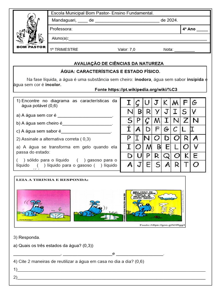AVALIAÇÃO DE CIÊNCIAS 4º ANO CORRIGIDA 2 | PDF | Planetas | Terra