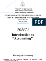 Intoduction To Accounting PART 1-LLB 1