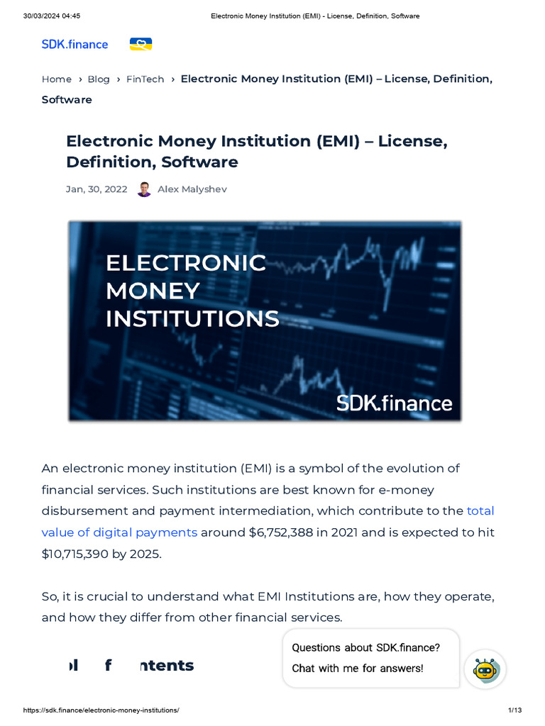 Electronic Money Institution (EMI) License, Definition, Software