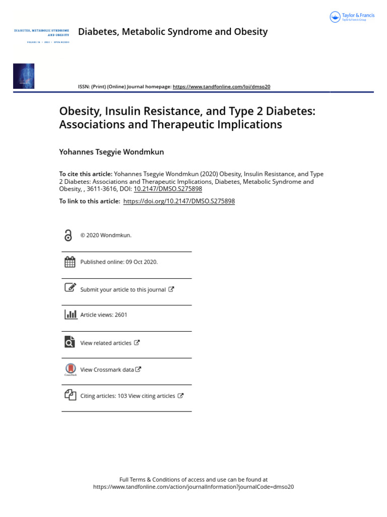 Obesity Insulin Resistance and Type 2 Diabetes Associations and ...