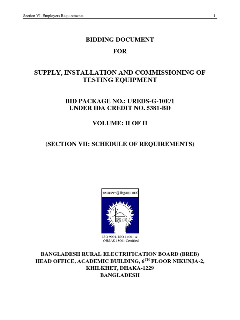 Testing Equipment Supply and Commissioning | PDF | Insulator ...