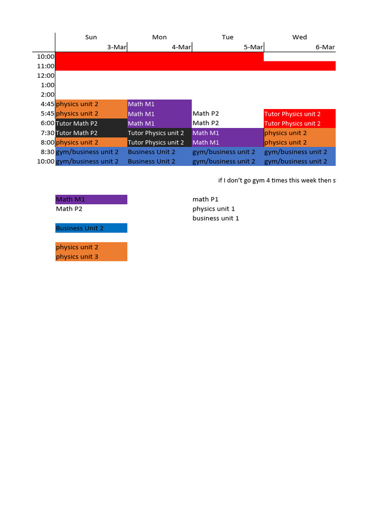 Weekly Study Schedule Overview | PDF