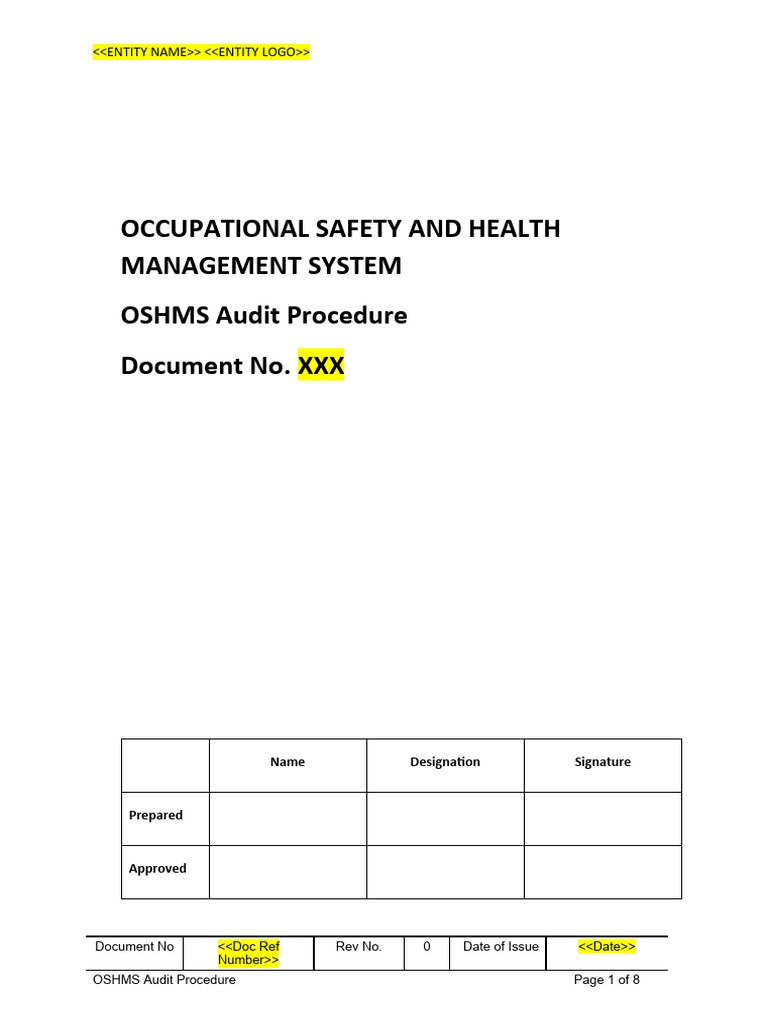 OSHMS Audit Procedure | PDF | Audit | Auditor's Report