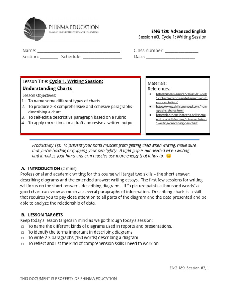Writing Session: Understanding Charts | PDF | Chart