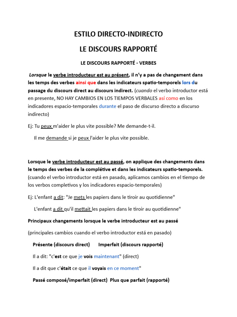 Transformation du discours direct/indirect | PDF | Verbe | Linguistique