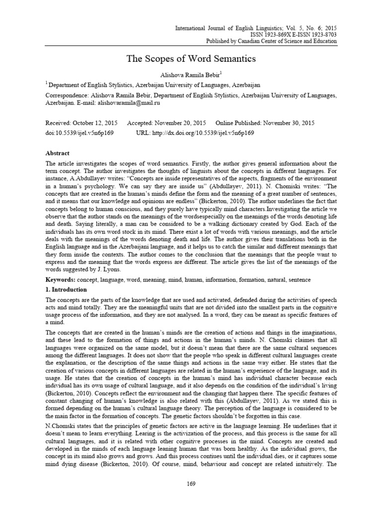 Scopes Of Word Semantics Explained Pdf Semantics Word