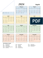 2024 Calendar Streamlined Colored With Holidays Portrait Sunday Start en Ao