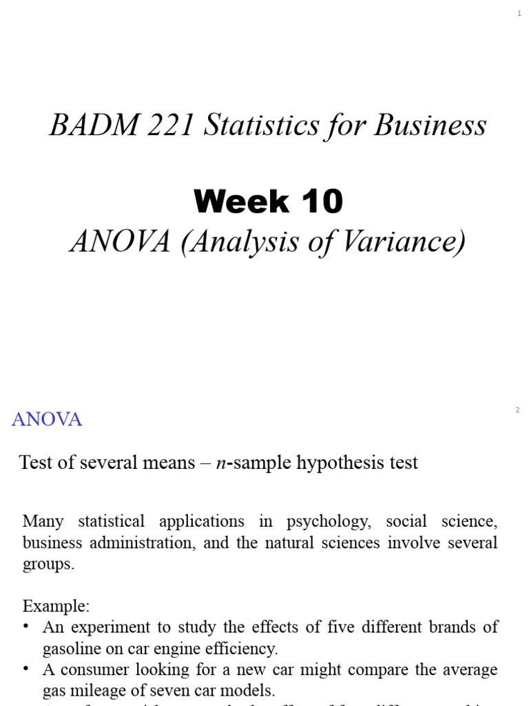 ANOVA in Business Statistics | PDF | Analysis Of Variance | Errors And ...