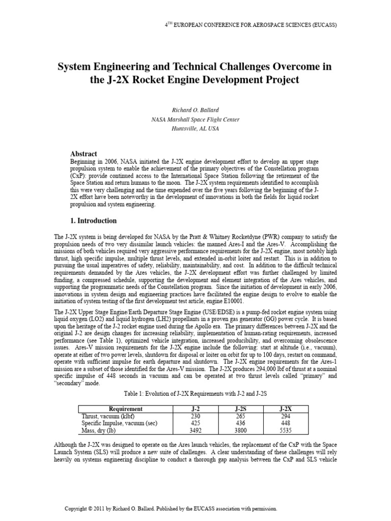 System Engineering and Technical Challenges Overcome in The J-2X Rocket ...