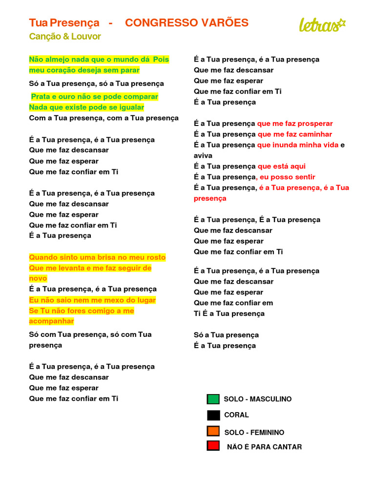 Letra da Canção 
