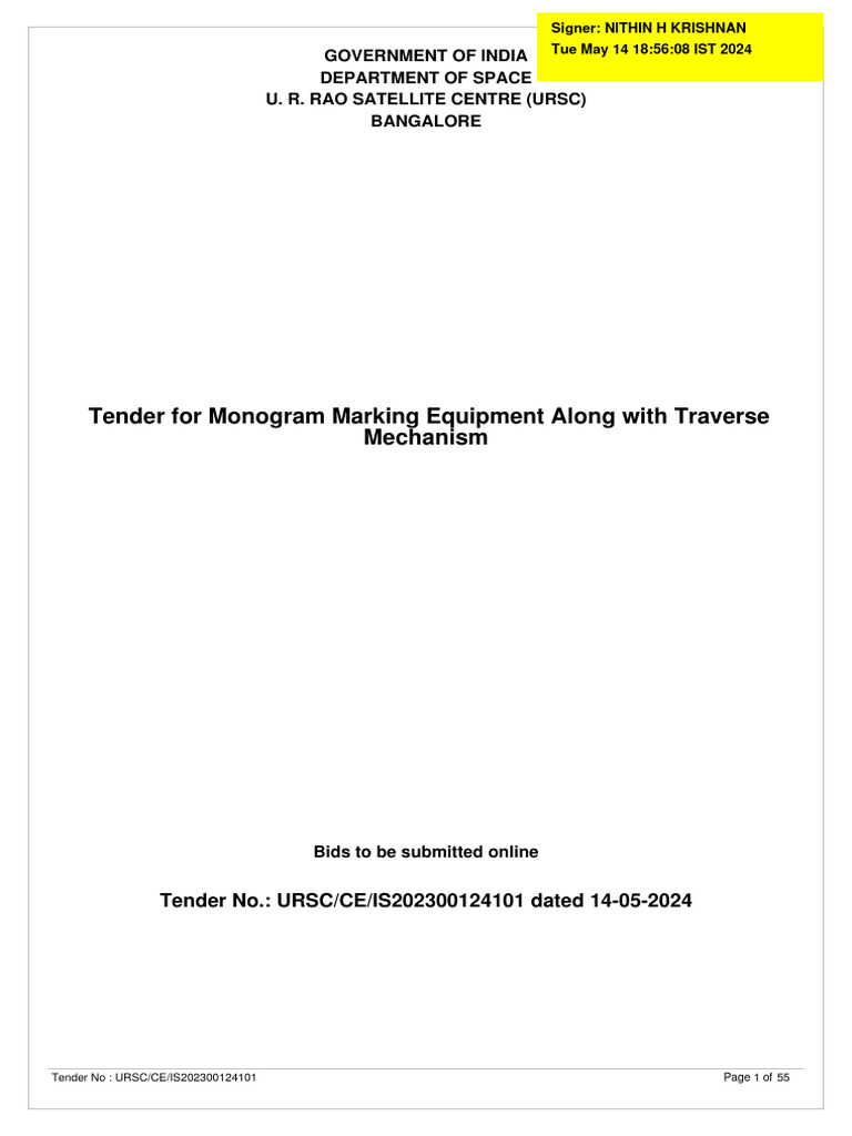 URSC Tender for Monogram Marking Equipment | PDF | Banks | Payments