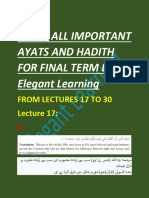 Isl202 All Important Ayats and Hadith For Final Term-1