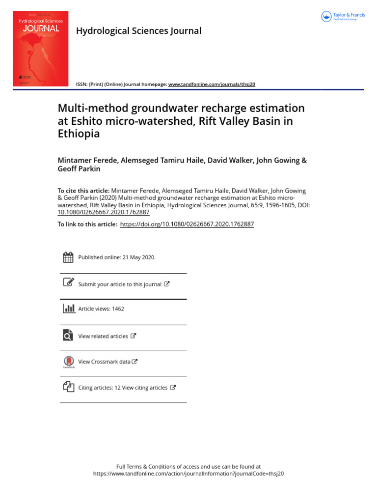 Groundwater Recharge Estimation in Ethiopia | PDF | Groundwater | Aquifer