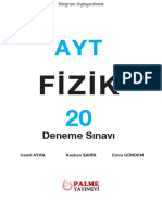 Palme Yayınları - AYT Fizik - 20'li Deneme