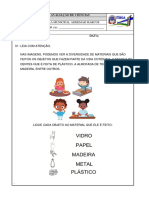 AVALIAÇÃO DE CIÊNCIAS -  1° BIMESTRE 