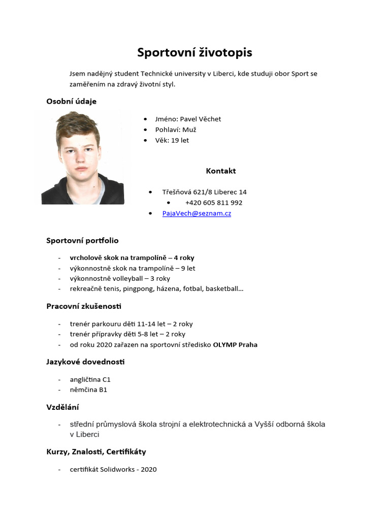 Sportovn ivotopis PDF