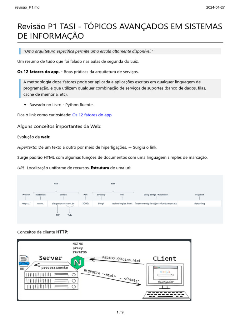 Revisao P1 | PDF | Rede mundial de computadores | Internet e Web