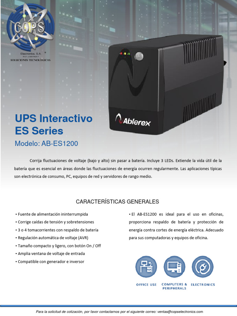 UPS Interactivo AB-ES1200 Azul | Descargar gratis PDF | Fuente de ...