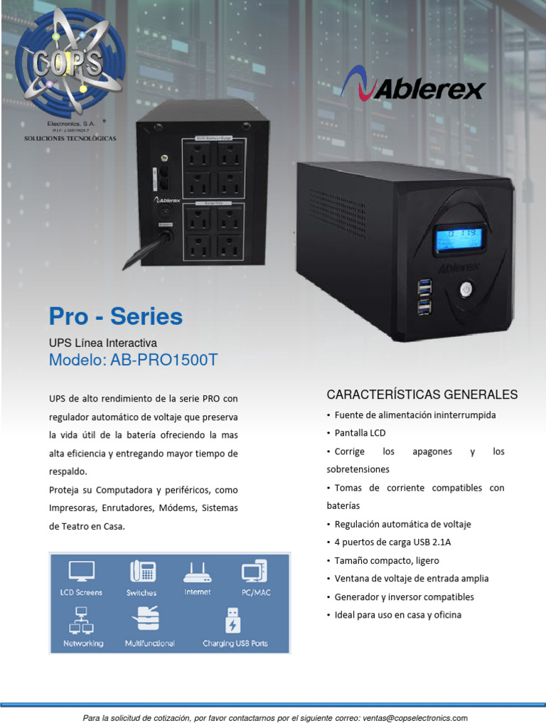 UPS Interactivo AB-PRO1500T Azul | PDF | USB | Fuente de alimentación