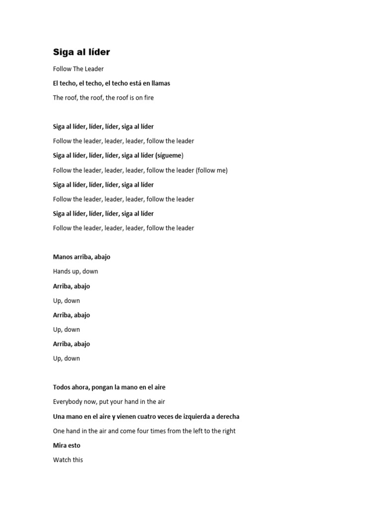 Siga al líder: letra y movimientos | PDF