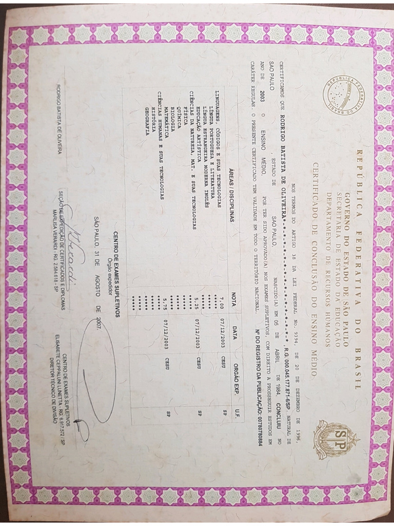 Certificado Ensino M dio Rodrigo PDF