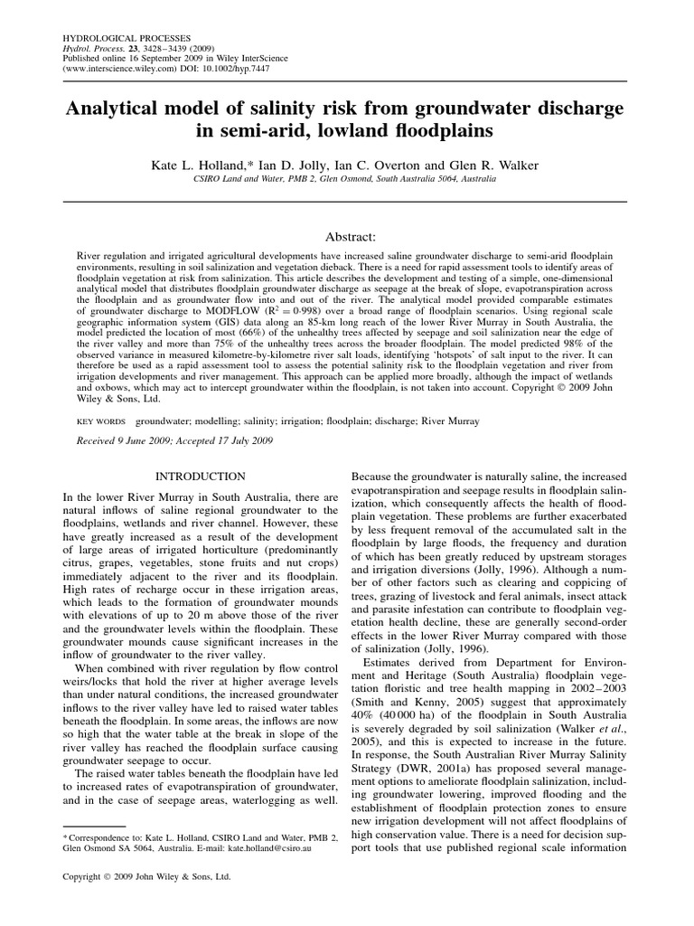 43 - Analytical Model of Salinity Risk From Groundwater Discharge in ...