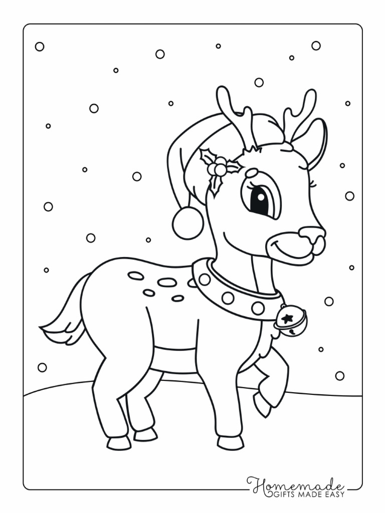 Christmas Coloring Pages Preschool Rudolph Hat Bells | PDF
