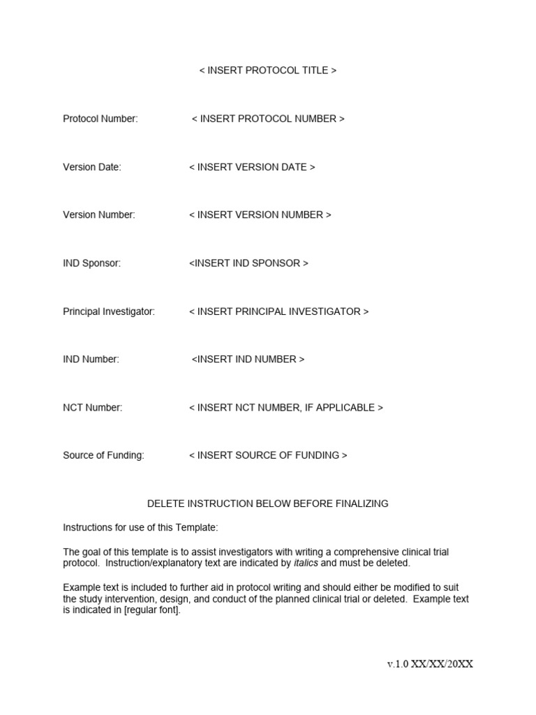 Clinical Trial Protocol Template | PDF | Clinical Trial | Institutional ...