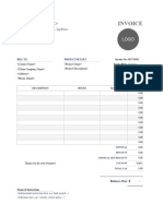 Printer Friendly Invoice Template Excel