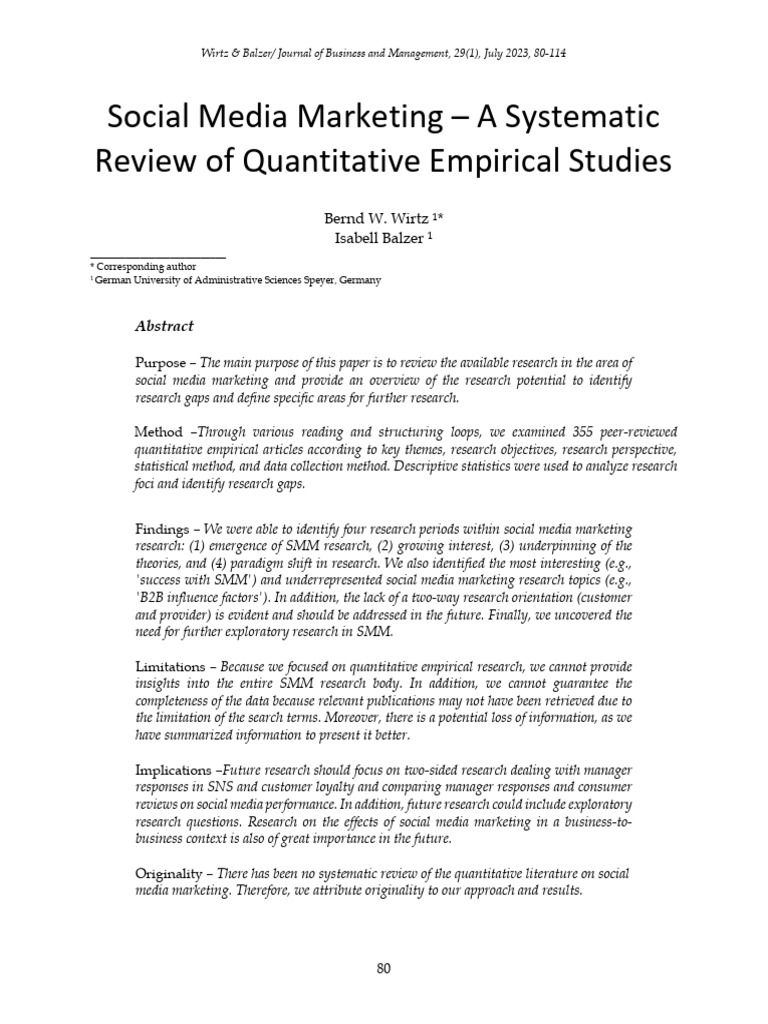 Systematic Review of Social Media Marketing | PDF | Social Media ...