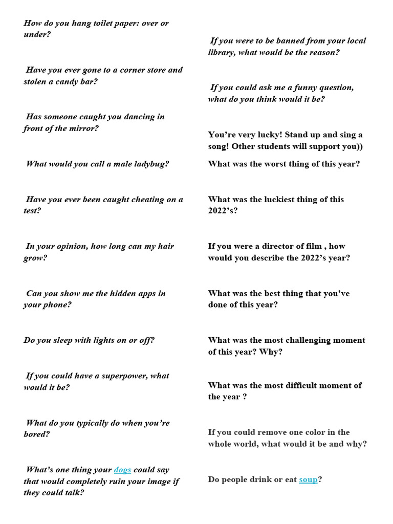 Funny and Thought-Provoking Questions | PDF | Art