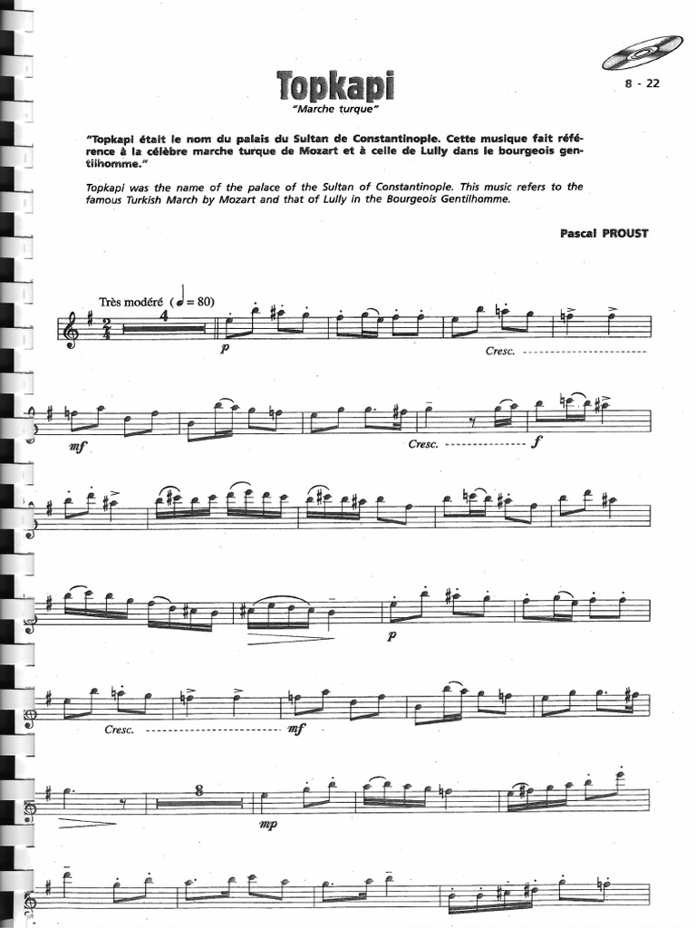 Topkapi. Partie Saxo Alto | PDF